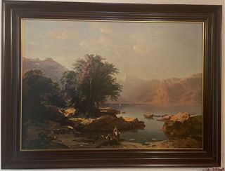 Cuadro paisaje con marco de madera