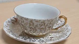 Set 2 tazze da tè vintage oro e bianco