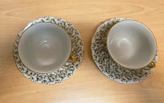 Set 2 tazze da tè vintage oro e bianco