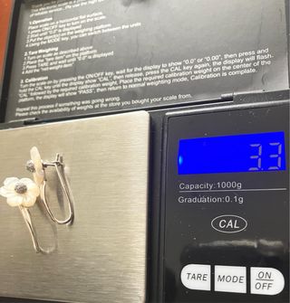 Pendientes Plata Ley Flor Nácar y Circonitas