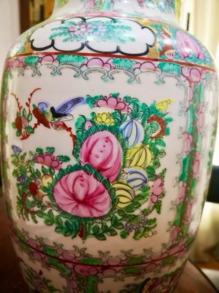 Jarrón Chino Grande en Porcelana Multicolor