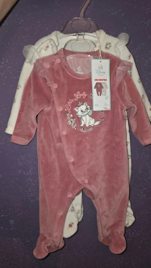 Conjunto 2 Peleles Bebé Disney Marie Talla 3M