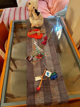 Mesa de comedor de cristal y madera