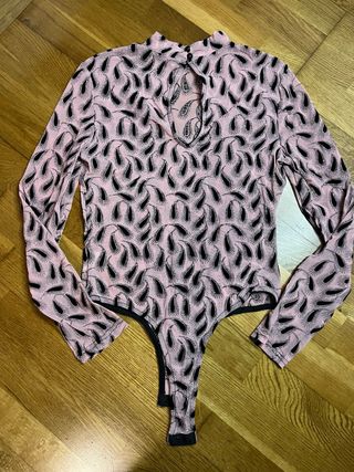 Body rosa manica lunga fantasia