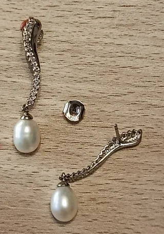 Pendientes plata perlas y circonitas