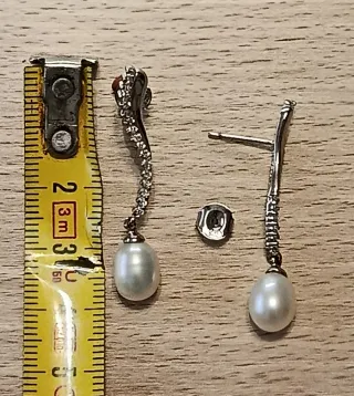 Pendientes plata perlas y circonitas