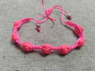 Pulsera Hilo Trenzado Rosas Resina