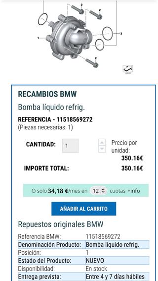 Bomba de agua BMW K1600 / K1600 B nueva 150 eur un