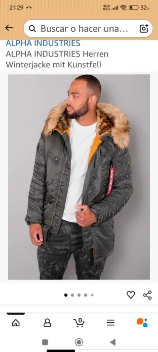 Chaqueta Alpha Industries N-3B Gris