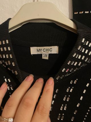 Conjunto fiesta top y falda pedrería