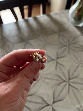 Orecchini metallo  dorato con perle