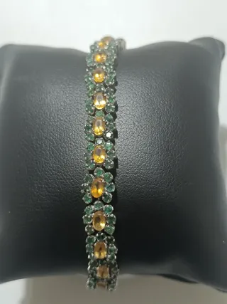 Pulsera Plata Esmeralda y Topacio