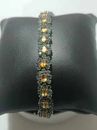 Pulsera Plata Esmeralda y Topacio