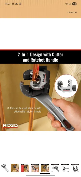 Cortatubos Ridgid para cobre
