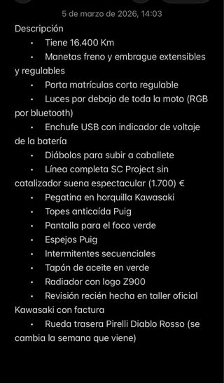 Kawasaki Z900 Negra y Verde