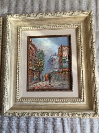 2 Cuadros Óleo Paisaje Urbano