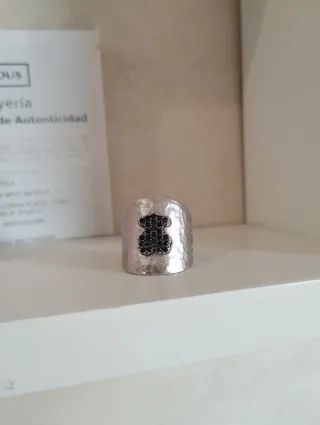 Anillo Tous Oso Negro Plata