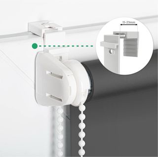 Estor gris y blanco cortina persiana