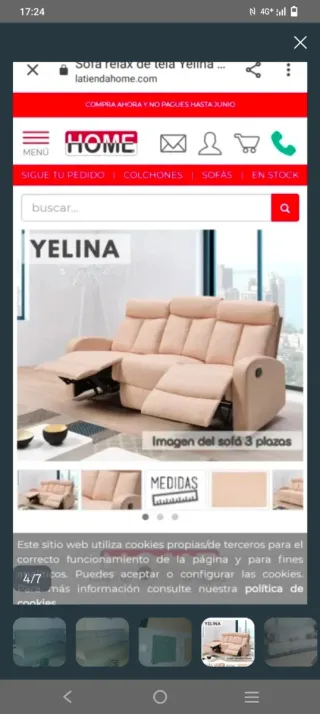 Sofá reclinable de tela