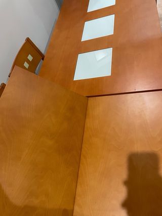 Mesa de comedor extensible madera y cristal