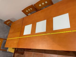Mesa de comedor extensible madera y cristal