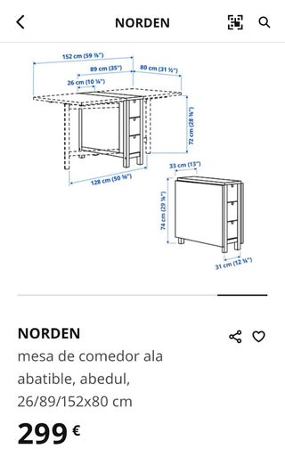 Mesa NORDEN abatible madera