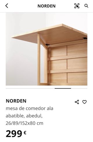 Mesa NORDEN abatible madera
