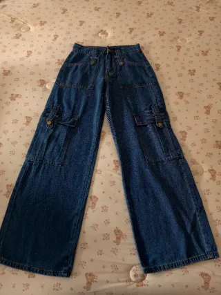 Pantalón vaquero cargo azul