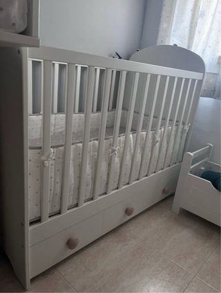 Cuna blanca 60x120cm con cajón