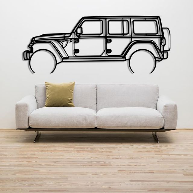 Cuadro Jeep 4x4 Madera Negro 80x31