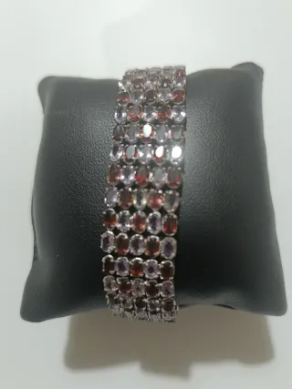 Pulsera Plata Granates y Amatistas
