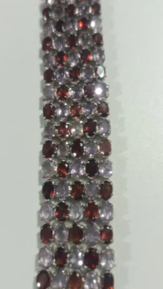 Pulsera Plata Granates y Amatistas
