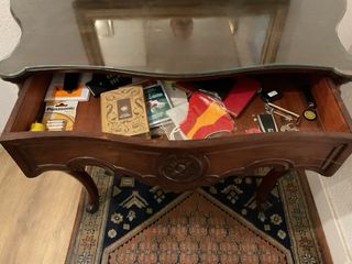 Mesa recibidor cristal y madera