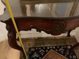 Mesa recibidor cristal y madera