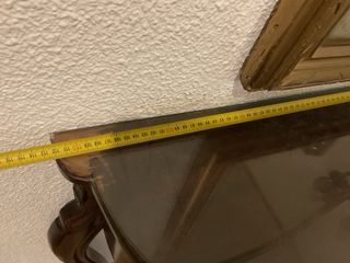 Mesa recibidor cristal y madera