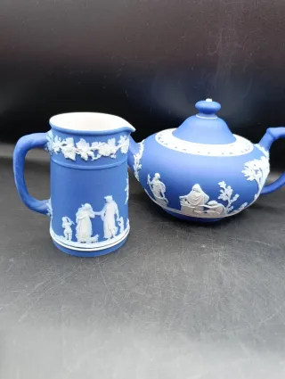 Juego té Wedgwood Jasperware azul