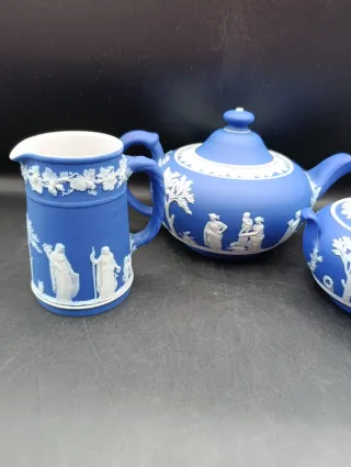 Juego té Wedgwood Jasperware azul
