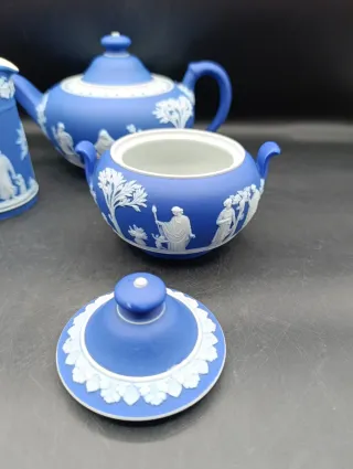 Juego té Wedgwood Jasperware azul