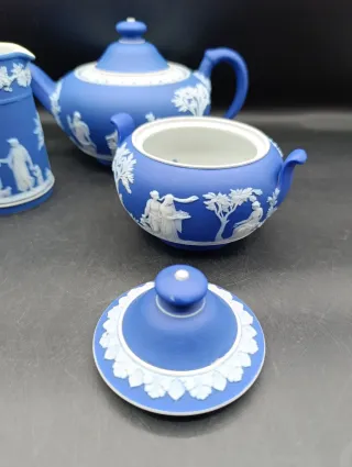 Juego té Wedgwood Jasperware azul