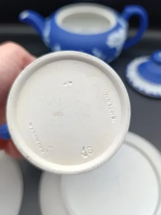 Juego té Wedgwood Jasperware azul