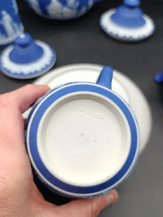 Juego té Wedgwood Jasperware azul
