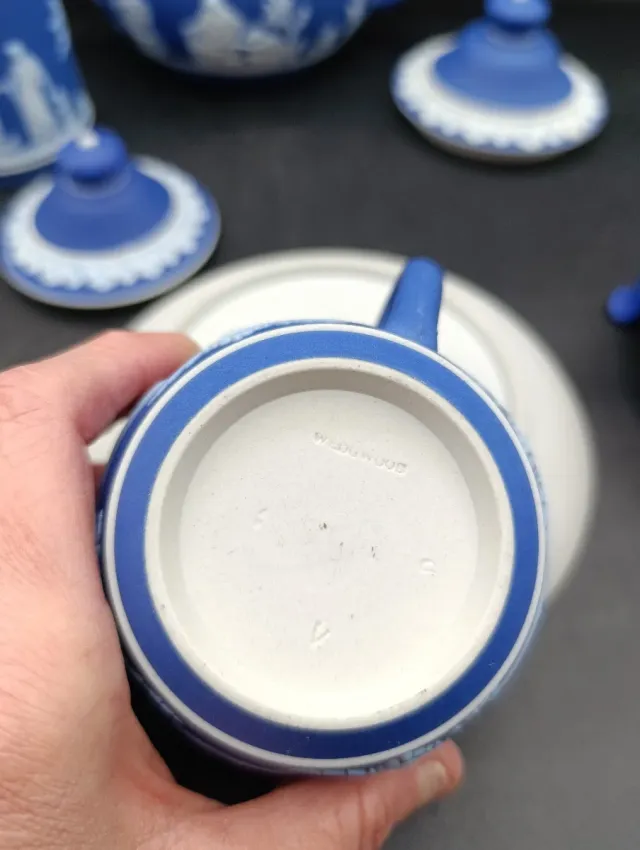 Juego té Wedgwood Jasperware azul