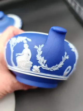 Juego té Wedgwood Jasperware azul