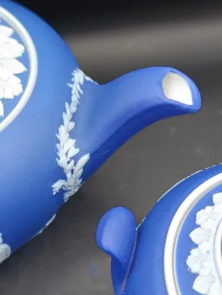 Juego té Wedgwood Jasperware azul
