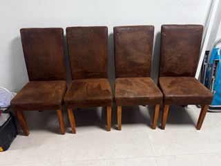 4 Sillas Comedor Suede Marrón