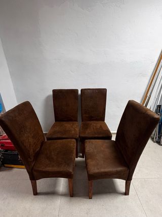 4 Sillas Comedor Suede Marrón