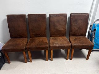 4 Sillas Comedor Suede Marrón
