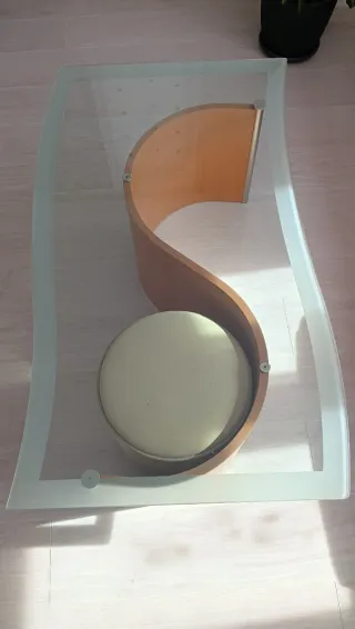 Mesa de centro cristal y madera