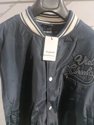 Chaqueta Bomber Desigual Varsity Azul Gris
