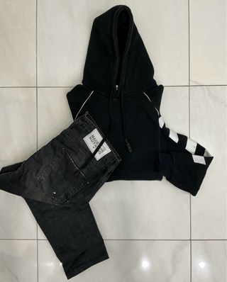 Felpa e jeans neri felpa XXL jeans 54